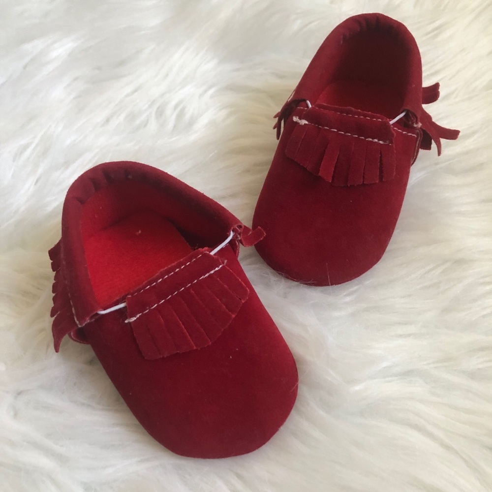 Red-burgandy 6-12M baby moccasins